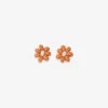 INK + ALLOY Game Day Flower Two Color Beaded Post Earrings Orange + White