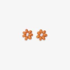INK + ALLOY Game Day Flower Two Color Beaded Post Earrings Orange + White