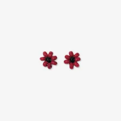 INK + ALLOY Game Day Flower Two Color Beaded Post Earrings Red + Black