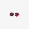INK + ALLOY Game Day Flower Two Color Beaded Post Earrings Red + Blue