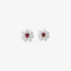 INK + ALLOY Game Day Flower Two Color Beaded Post Earrings White + Dark Red