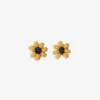 INK + ALLOY Game Day Flower Two Color Beaded Post Earrings Yellow + Navy