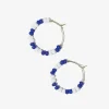 INK + ALLOY Game Day Mixed Seed Bead Hoop Earrings Blue + White
