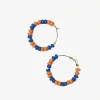 INK + ALLOY Game Day Mixed Seed Bead Hoop Earrings Blue + Orange