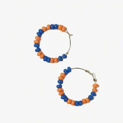 INK + ALLOY Game Day Mixed Seed Bead Hoop Earrings Blue + Orange