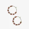 INK + ALLOY Game Day Mixed Seed Bead Hoop Earrings Burnt Orange + White