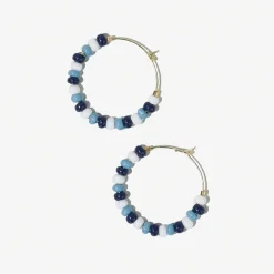 INK + ALLOY Game Day Mixed Seed Bead Hoop Earrings Navy + Light Blue
