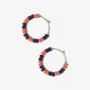 INK + ALLOY Game Day Mixed Seed Bead Hoop Earrings Navy + Coral