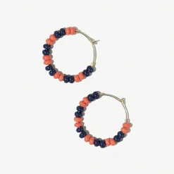 INK + ALLOY Game Day Mixed Seed Bead Hoop Earrings Navy + Coral