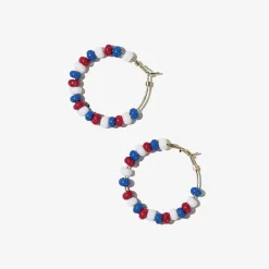 INK + ALLOY Game Day Mixed Seed Bead Hoop Earrings Red + Blue