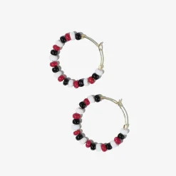INK + ALLOY Game Day Mixed Seed Bead Hoop Earrings Red + Black