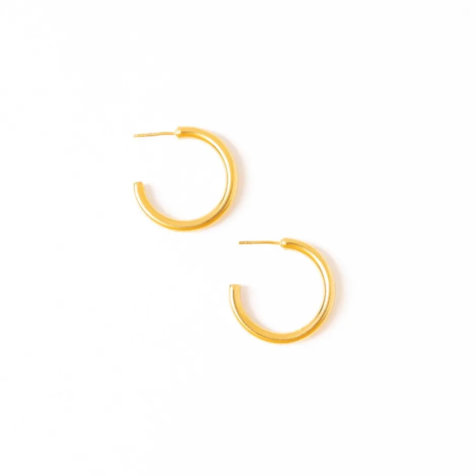 INK + ALLOY Gemma Everyday Small Chunky Hoop Earrings Brass Brass