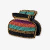 INK + ALLOY Gia Mixed Horizontal Stripes Small Claw Clip Jewel Tone