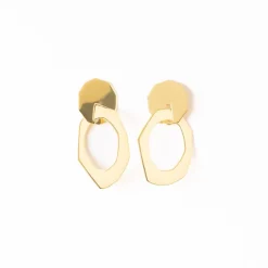 INK + ALLOY Ginger Large Abstract Door Knocker Earrings Brass