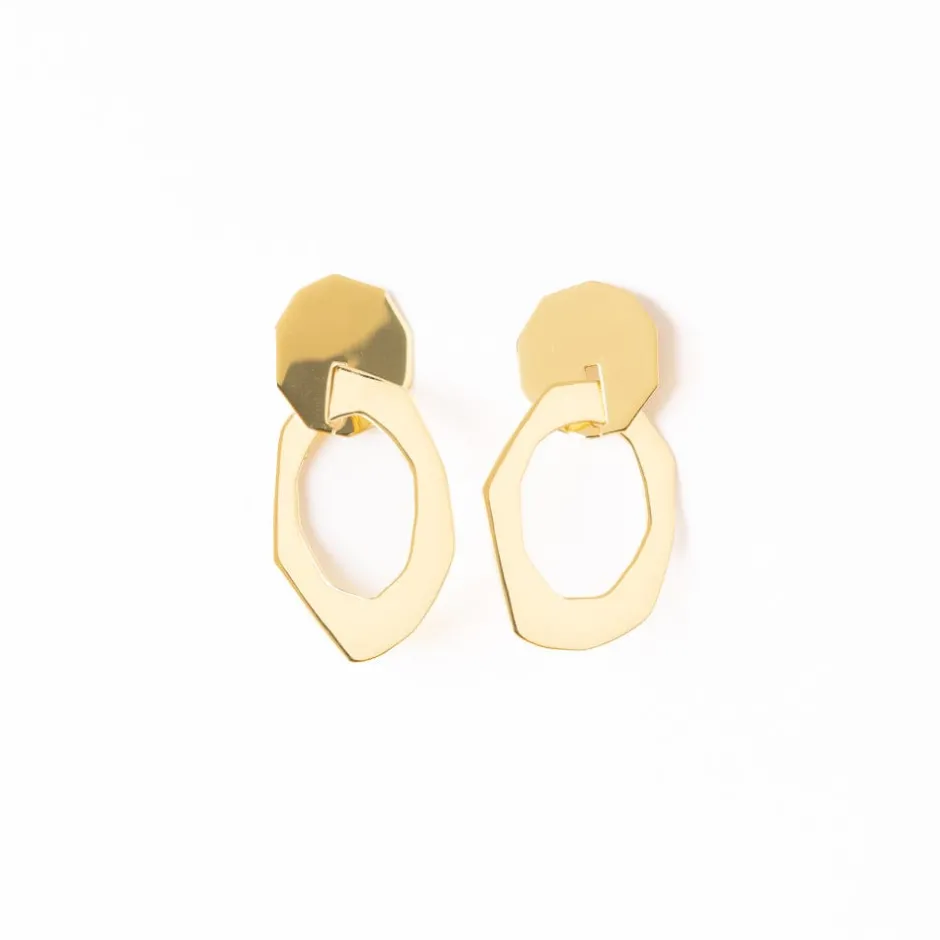 INK + ALLOY Ginger Large Abstract Door Knocker Earrings Brass