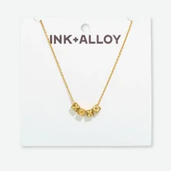 INK + ALLOY Goldie Chain Necklace With Brass Letters 16" With 1.5" Extension Xoxo