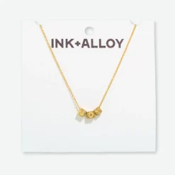 INK + ALLOY Goldie Chain Necklace With Brass Letters 16" With 1.5" Extension Joy