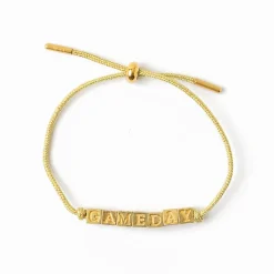 INK + ALLOY Goldie Gold Lurex Cord With Brass Letters Adjustable Gameday