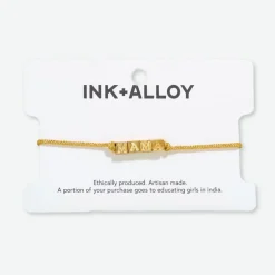 INK + ALLOY Goldie Gold Lurex Cord With Brass Letters Adjustable Mama