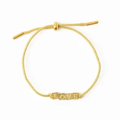 INK + ALLOY Goldie Gold Lurex Cord With Brass Letters Adjustable Love