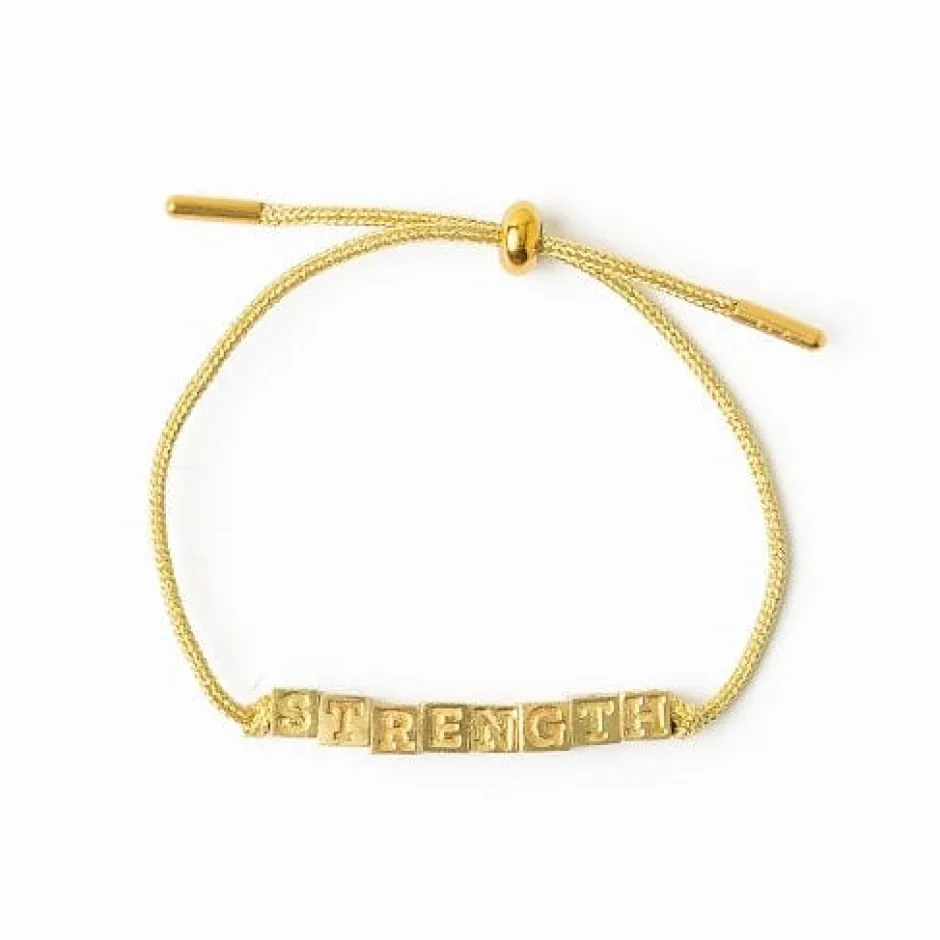 INK + ALLOY Goldie Gold Lurex Cord With Brass Letters Adjustable Strength