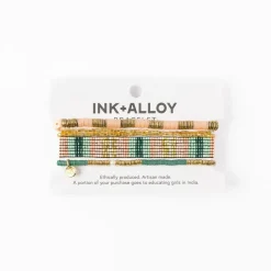 INK + ALLOY Grace & Alex Bracelet Stack Green And Pink