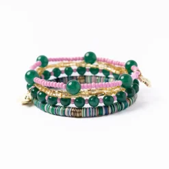 INK + ALLOY Grace & Mabel Bracelet Stack Emerald And Pink