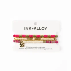 INK + ALLOY Grace & Rory Bracelet Stack Hot Pink And Ivory