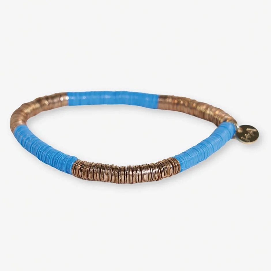 INK + ALLOY Grace Color Block Stretch Bracelet Light Blue and Gold