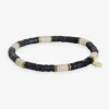 INK + ALLOY Grace Cream Stripes On Black Sequin Stretch Bracelet Cream