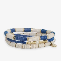 INK + ALLOY Grace Game Day Sequin Bracelet Stack of 3 Blue and White