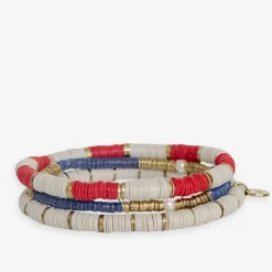 INK + ALLOY Grace Game Day Sequin Bracelet Stack of 3 Red White and Blue