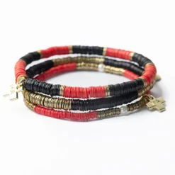INK + ALLOY Grace Game Day Sequin Bracelet Stack of 3 Black and Red