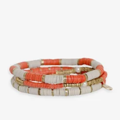 INK + ALLOY Grace Game Day Sequin Bracelet Stack of 3 Orange and White