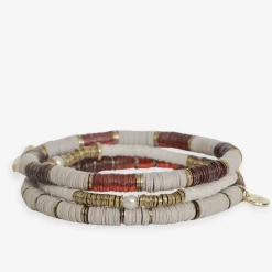 INK + ALLOY Grace Game Day Sequin Bracelet Stack of 3 Burnt Orange and White
