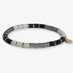 INK + ALLOY Grace Gold Stripe Stretch Bracelet Black and White
