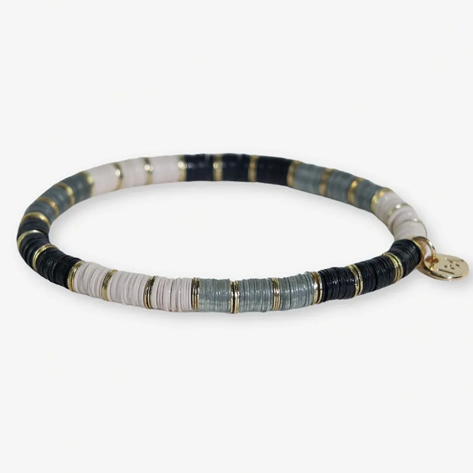 INK + ALLOY Grace Gold Stripe Stretch Bracelet Black and White