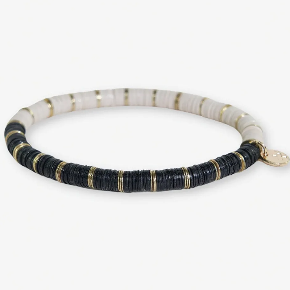 INK + ALLOY Grace Half and Half Color Block Stretch Bracelet Black