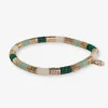 INK + ALLOY Grace Small Uniform Colorblocks With Gold Sequin Stretch Bracelet Emerald