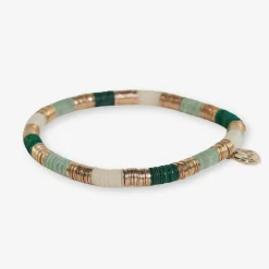 INK + ALLOY Grace Small Uniform Colorblocks With Gold Sequin Stretch Bracelet Emerald