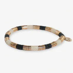 INK + ALLOY Grace Small Uniform Colorblocks With Gold Sequin Stretch Bracelet Black