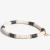 INK + ALLOY Grace Stripe on Cream Stretch Bracelet Black and White