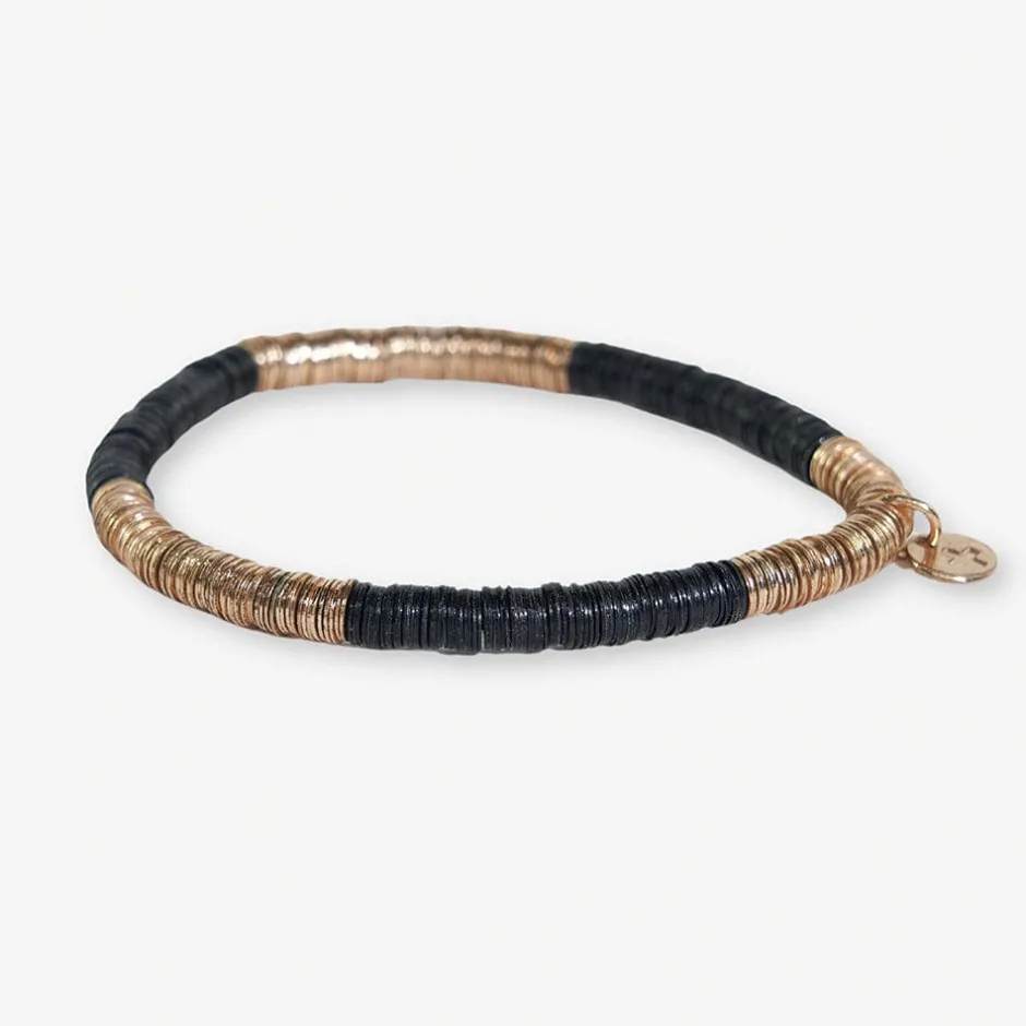 INK + ALLOY Grace Two Color Block Stretch Bracelet Black and Gold