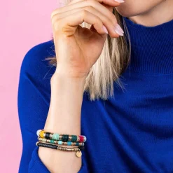 INK + ALLOY Grace Two Color Block Stretch Bracelet Black and Gold