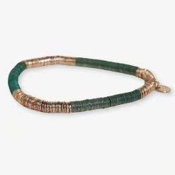 INK + ALLOY Grace Two Color Block Stretch Bracelet Emerald and Gold