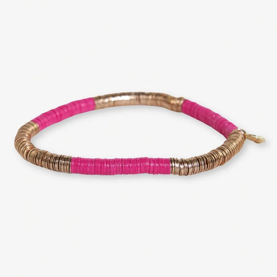 INK + ALLOY Grace Two Color Block Stretch Bracelet Hot Pink and Gold