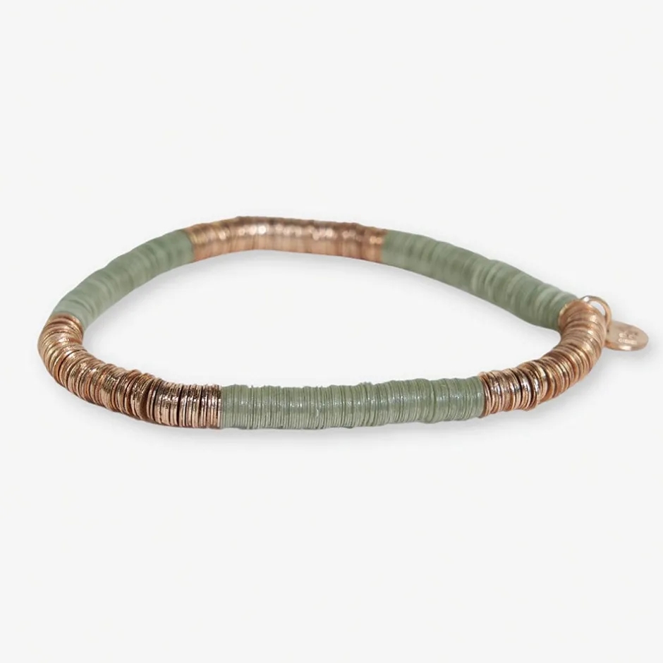 INK + ALLOY Grace Two Color Block Stretch Bracelet Mint and Gold