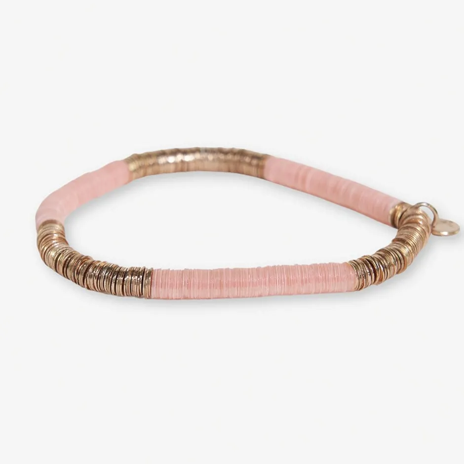 INK + ALLOY Grace Two Color Block Stretch Bracelet Light Pink and Gold