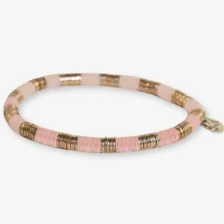 INK + ALLOY Grace Two Color Stripe Stretch Bracelet Light Pink and Gold