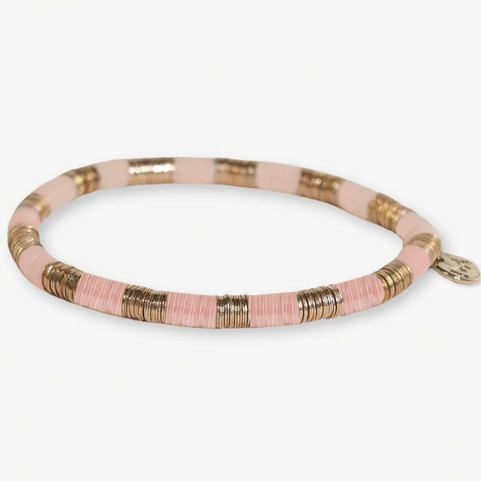 INK + ALLOY Grace Two Color Stripe Stretch Bracelet Light Pink and Gold